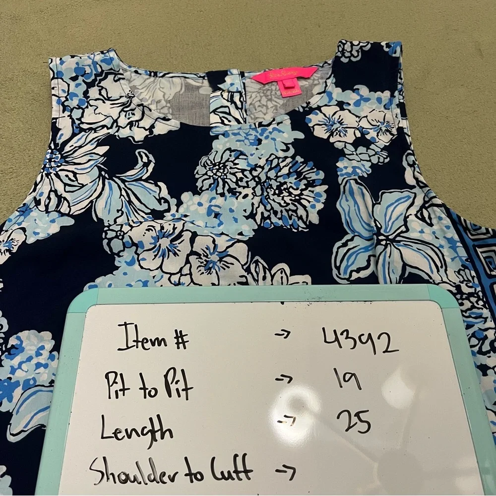 Lilly Pulitzer Tank Top, Button Shirt, Pant Set Low Tide Navy Medium And Small - Picture 12 of 14